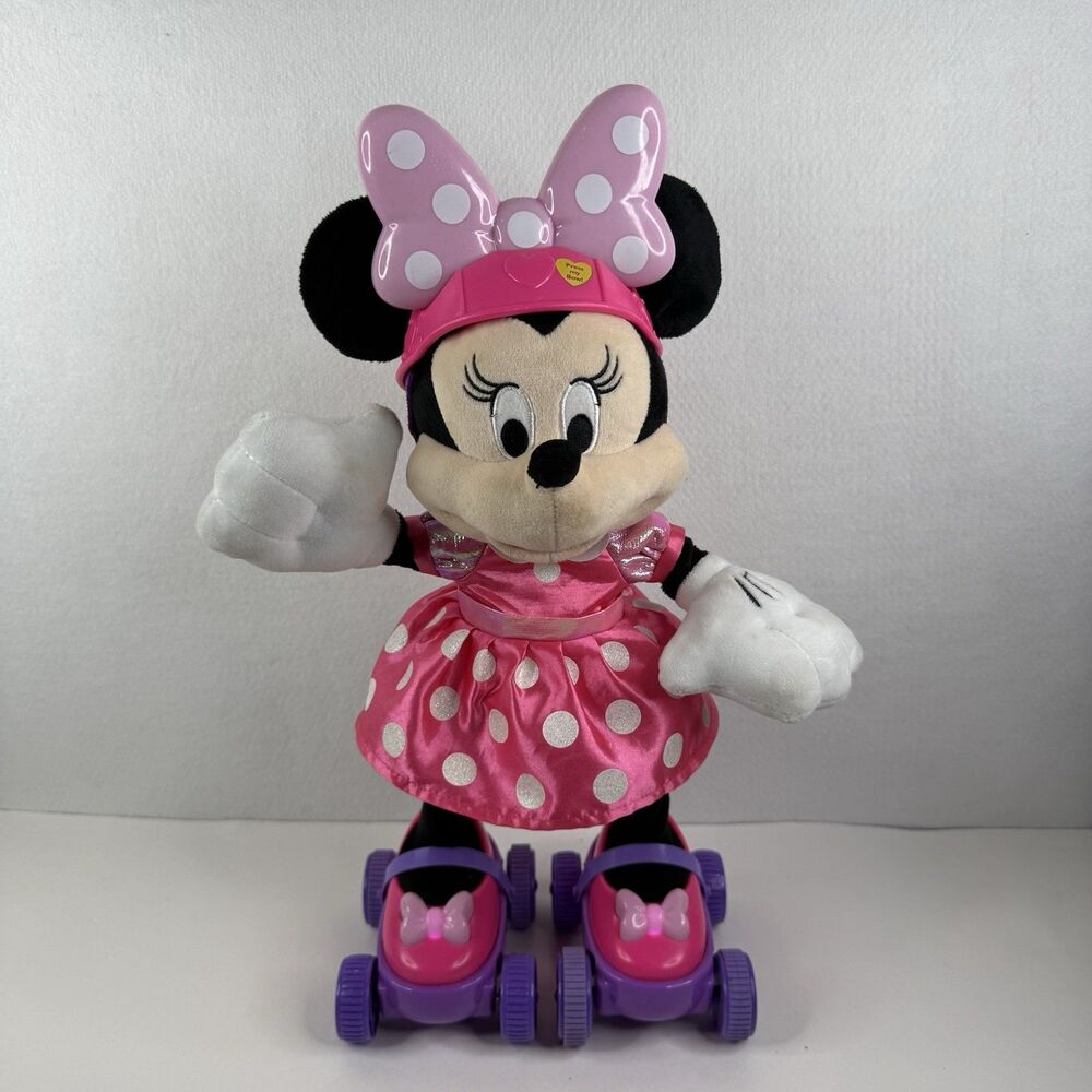 VINTAGE DISNEY Rolling Skating Minnie Mouse Toy Moving Sound TESTED t-1062